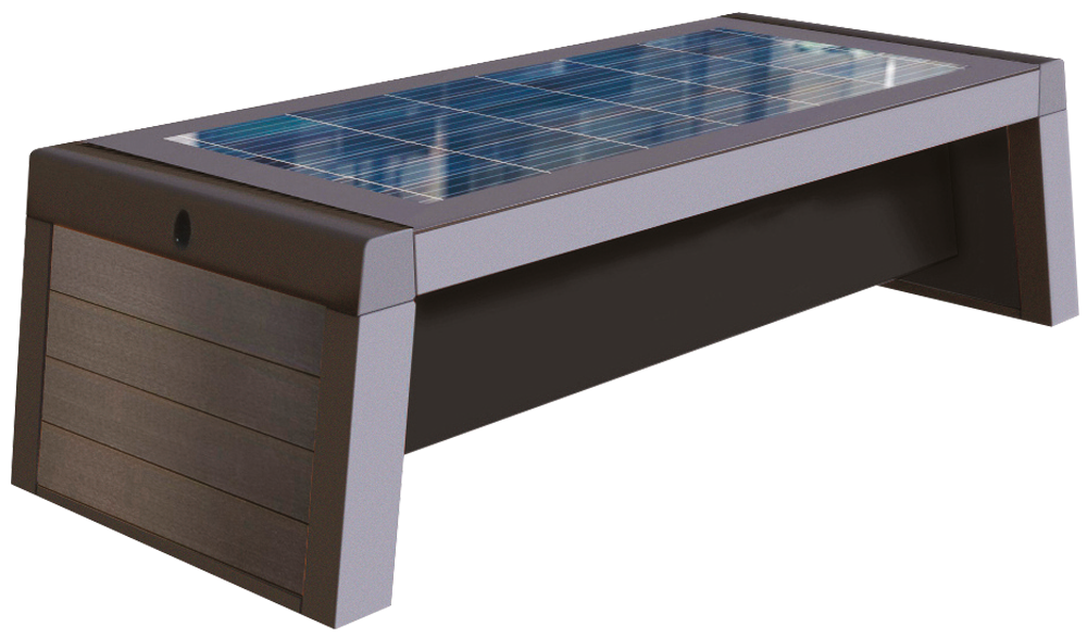 Solar Bench with smart technology and a USB charging port